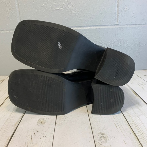 Steve Madden Hope Black Leather Square Toe Platform Block Heel Ankle Boots 10M - Picture 5 of 8